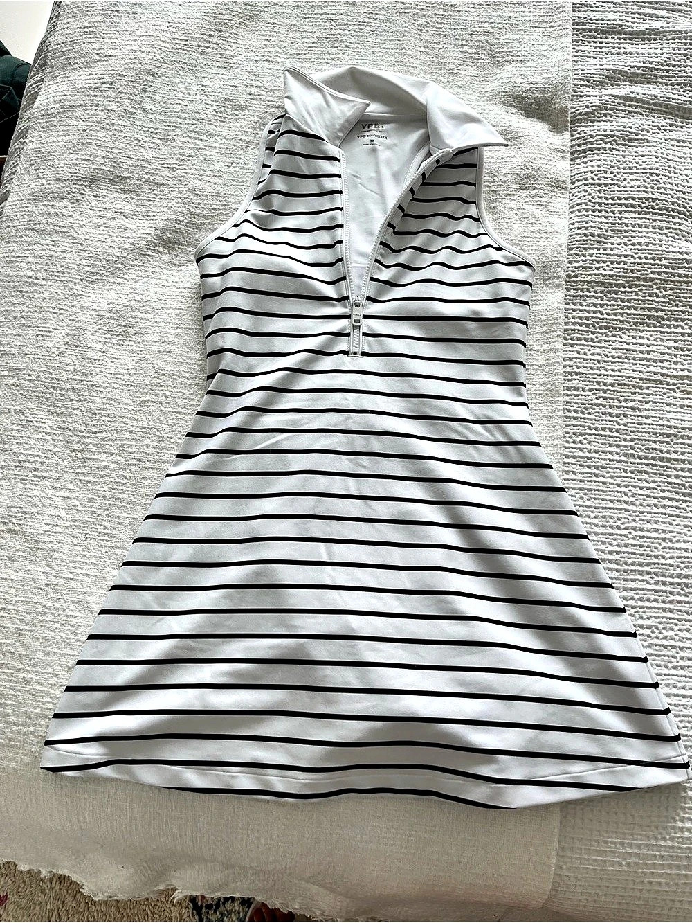 YPB Striped Athletic Mini Dress in White & Black Size Medium